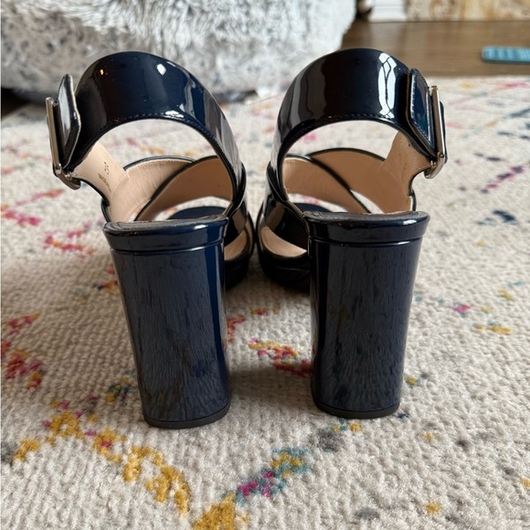 Prada Blue Patent Leather across Cross Navy Block Heel - Picture 4 of 8